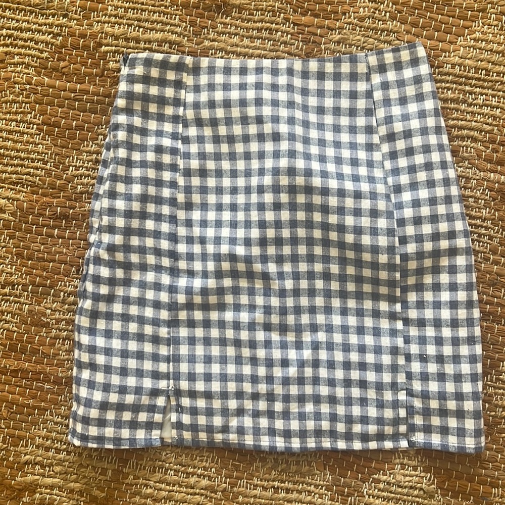 Farrow gingham blue mini skirt small